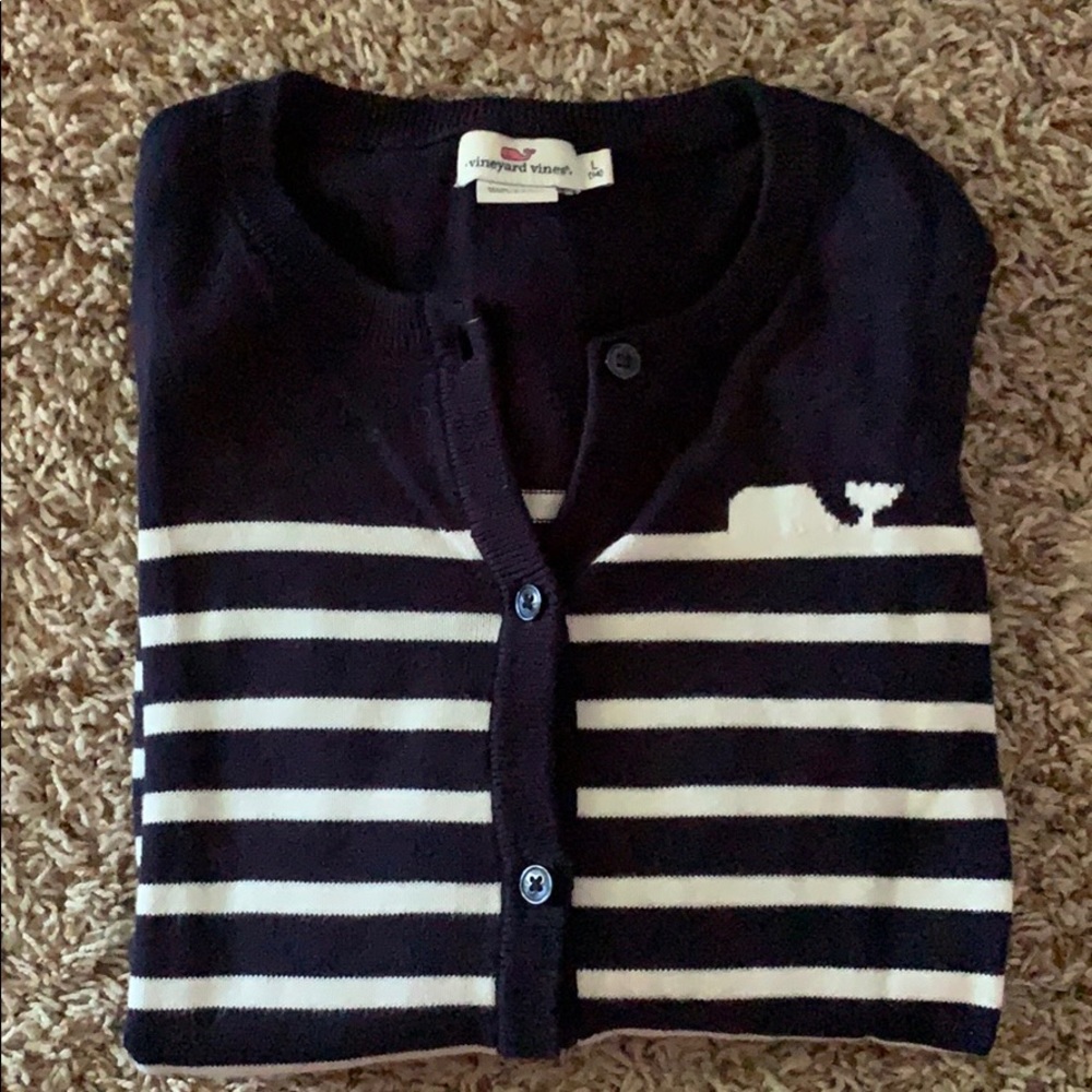 VINEYARD VINES NAVY & White striped sweater large